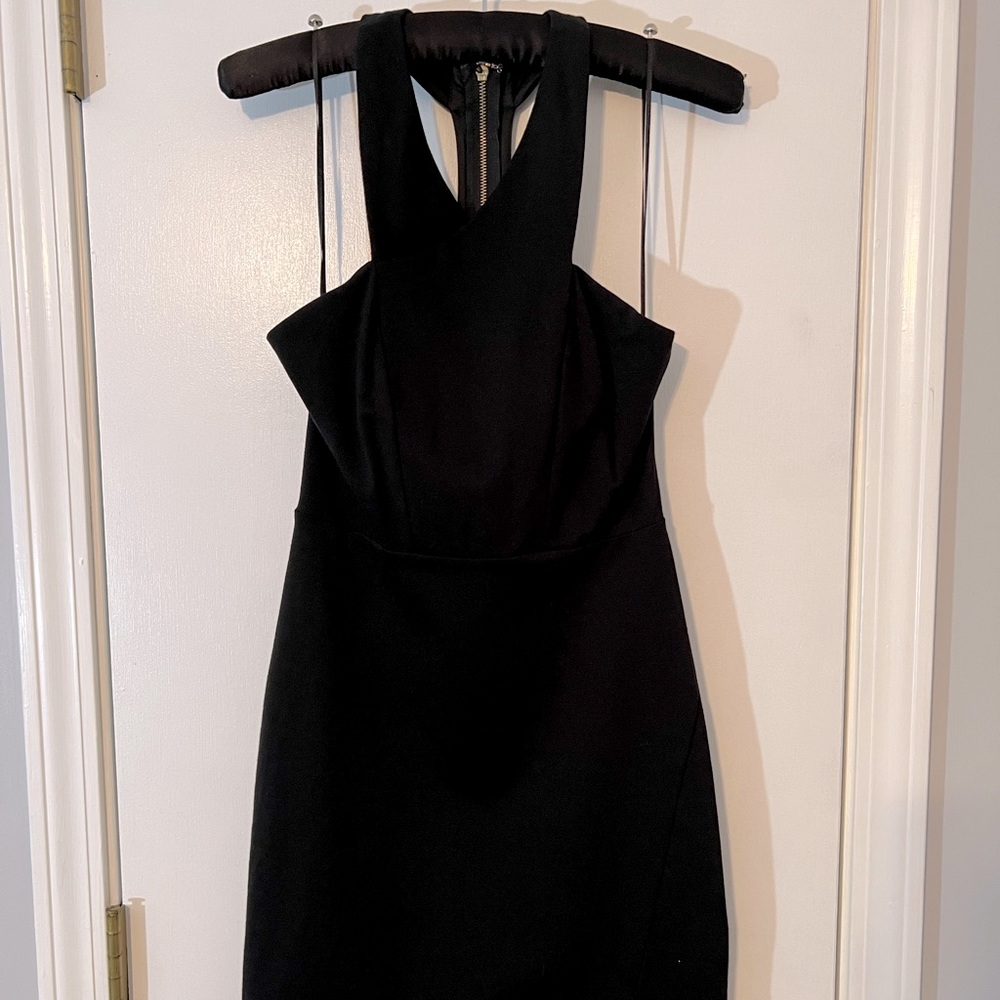 EXPRESS Mini Black Fitted Dress - V Neck & Racerback - Size 4 🖤